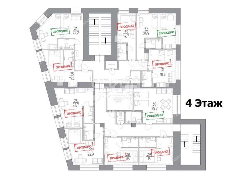 однокомнатная квартира на Алексеевской улице дом 24/27