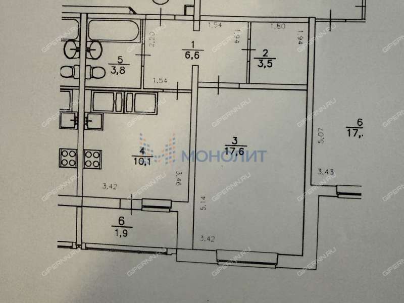 однокомнатная квартира на бульваре 60-летия Октября дом 23 к4