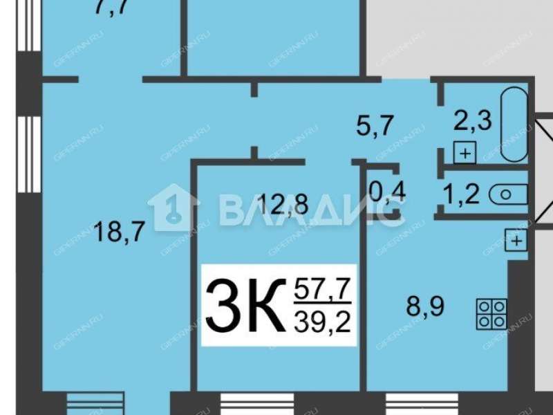 трёхкомнатная квартира на улице Маршала Голованова дом 33