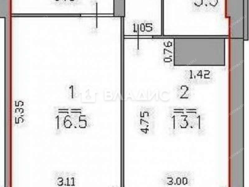 однокомнатная квартира на Краснозвёздной улице дом 7
