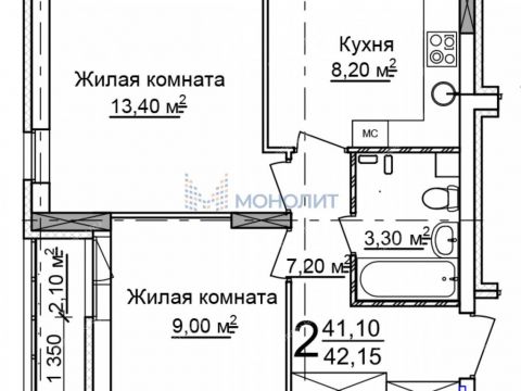 2-komnatnaya-prosp-molodezhnyy-101 фото