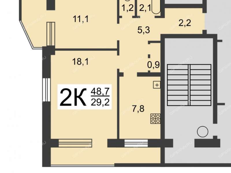 двухкомнатная квартира на улице Ларина дом 1