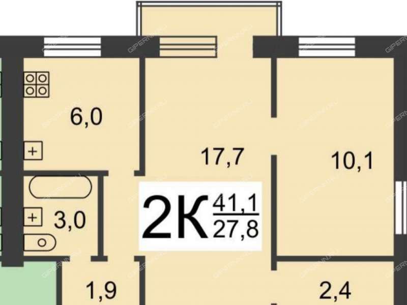 двухкомнатная квартира на улице Ванеева дом 61