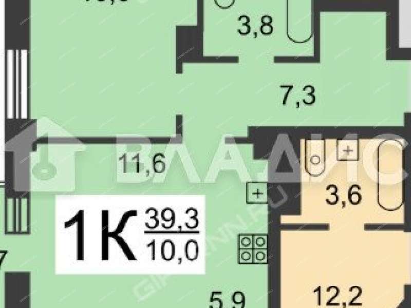 однокомнатная квартира на Волжской улице дом 42