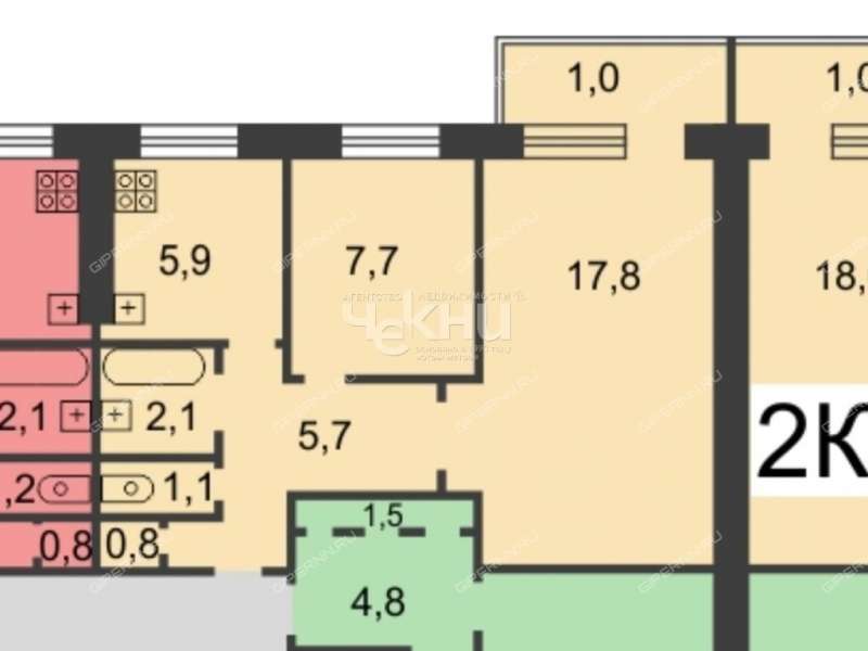 двухкомнатная квартира на улице Надежды Сусловой дом 2 к3