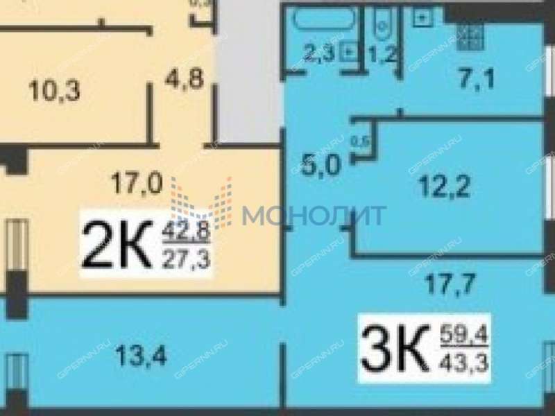 трёхкомнатная квартира на улице Строкина дом 8