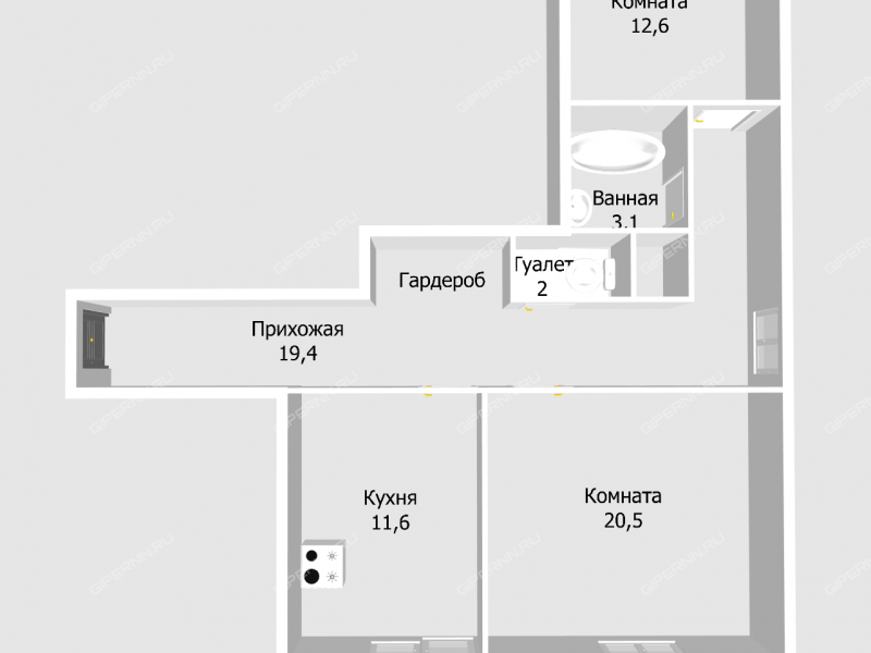 двухкомнатная квартира на улице Маршала Жукова дом 8 к1