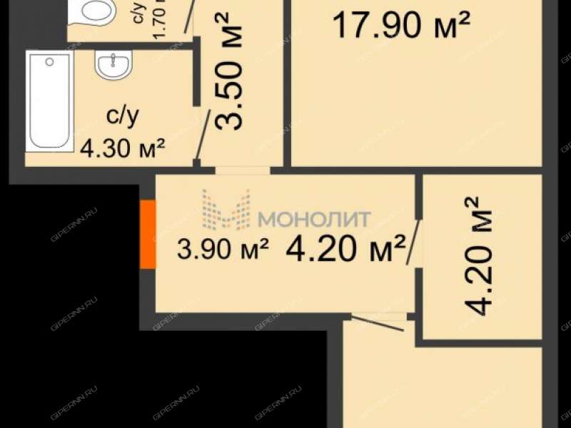 двухкомнатная квартира на улице Александра Хохлова дом 7