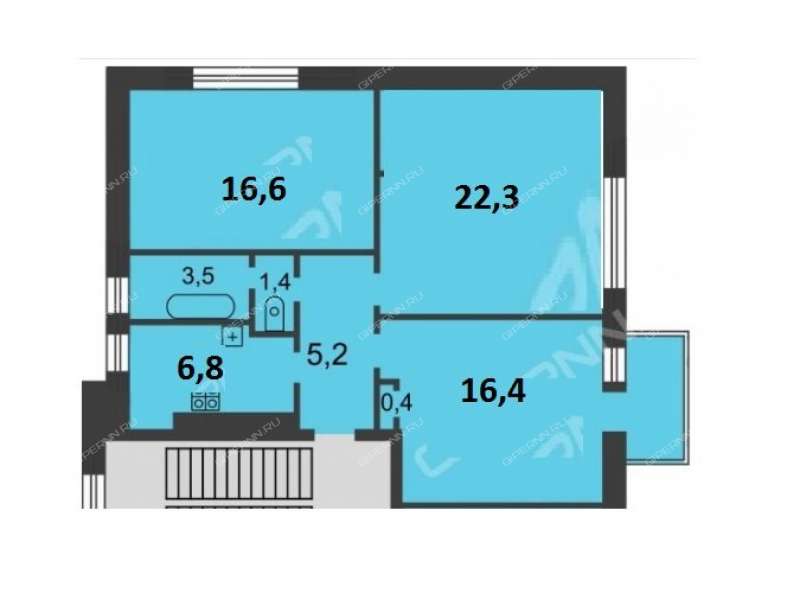 трёхкомнатная квартира на улице Ванеева дом 11