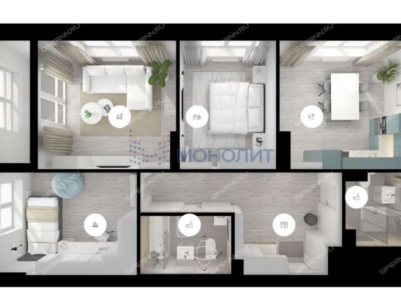 трёхкомнатная квартира на улице Родионова дом 31